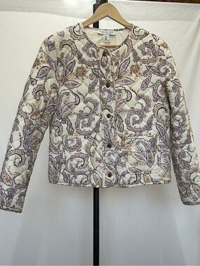 Rachel Zoe cotton quilted paisley floral spring summer jacket